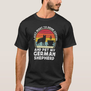 Kaffee und deutscher Schäferhund Retro APS Vater M T-Shirt