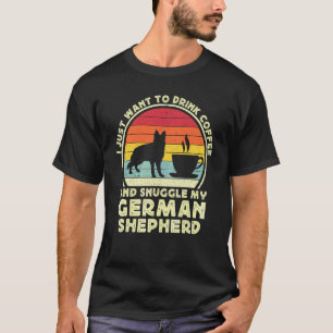 Kaffee und Deutscher Schäferhund Retro GSP Papa M T-Shirt