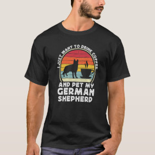 Kaffee und Deutscher Schäferhund Retro GSP Vater M T-Shirt