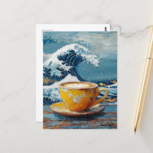 Kaffee und die Welle auf See Postkarte