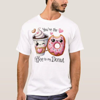 Kaffee und Donut Kawaii Food Art T-Shirt
