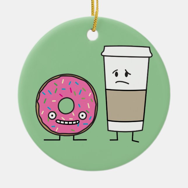 Kaffee und Donut Keramik Ornament (Vorne)