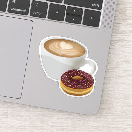 Kaffee und Donut mit Sprinklen wasserdicht Aufkleber