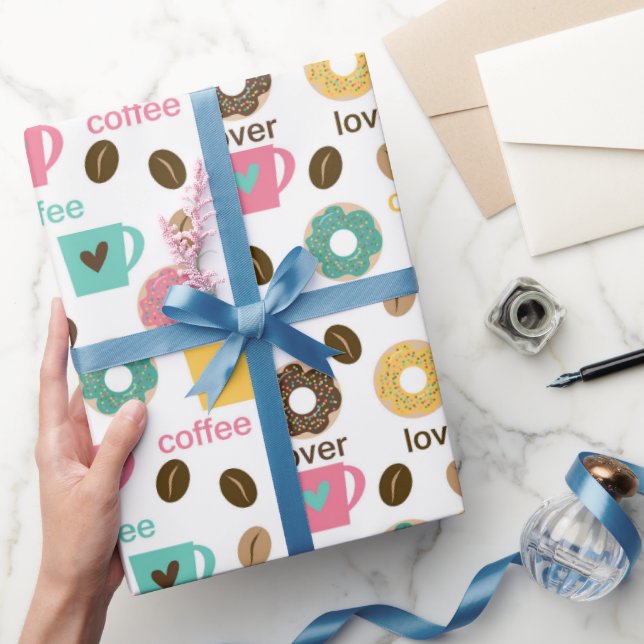 Kaffee- und Donut-Muster  Geschenkpapier (Schenken)