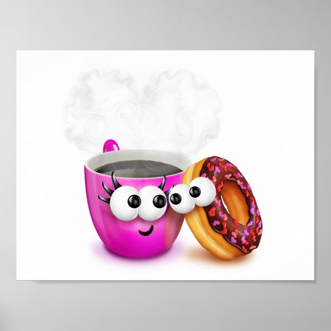 Kaffee und Donut-Poster Poster (Vorne)