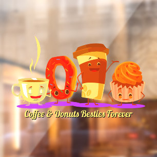Kaffee und Donuts Besties Forever Promo individuel Fensteraufkleber