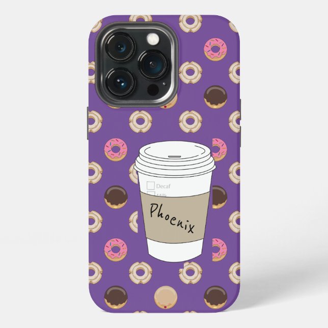 Kaffee und Donuts Individuelle Name iPhone Hülle (Hinten)