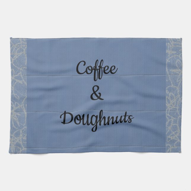 Kaffee und Doughnüsse Geschirrtuch (Horizontal)