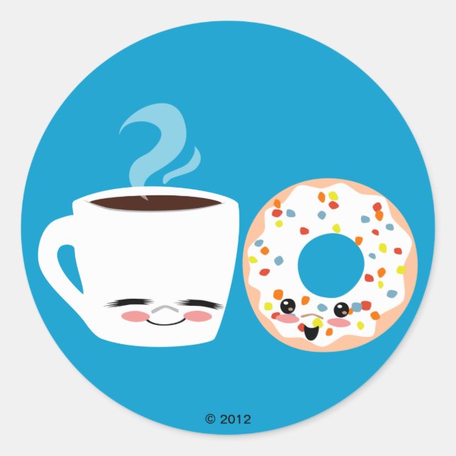 Kaffee und Doughnut Pals Runder Aufkleber (Vorderseite)