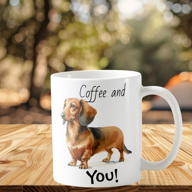 Kaffee und du! Dachshund Niedlich Kaffeetasse (Popular design)
