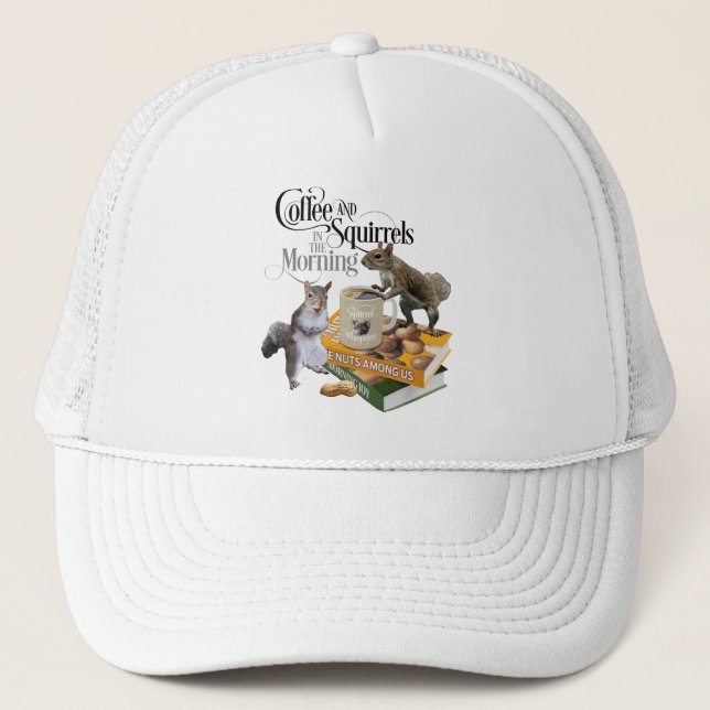 Kaffee und Eichhörnchen - Funny Squirrel Lover Truckerkappe (Vorderseite)