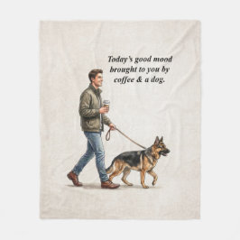 Kaffee und ein Deutscher Schäferhund machen heute  Fleecedecke