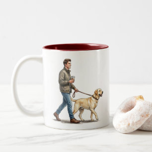 Kaffee und ein gelber Labrador machen den heutigen Zweifarbige Tasse