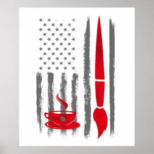 Kaffee und Farbe - Vintage-USA-amerikanische Flagg Poster