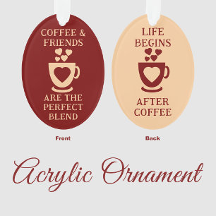 Kaffee und Freunde Liebe Herz bordeauxrot Ornament
