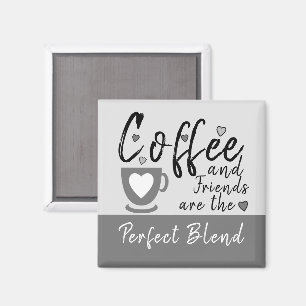 Kaffee und Freunde Liebe Herz grau Magnet