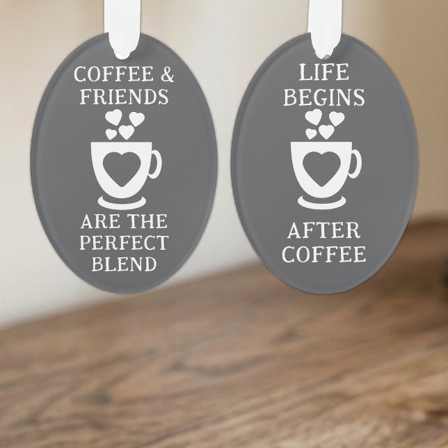 Kaffee und Freunde Liebe Herz grau Ornament (Von Creator hochgeladen)