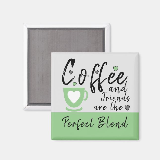 Kaffee und Freunde Liebe Herz grün Magnet (Vorderseite/Rückseite)