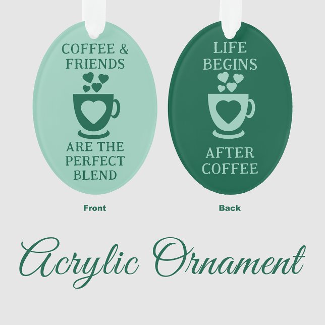 Kaffee und Freunde Liebe Herz grün Ornament (Von Creator hochgeladen)