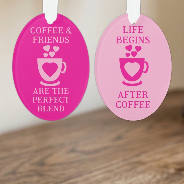 Kaffee und Freunde Liebe Herz rosa Ornament (Von Creator hochgeladen)