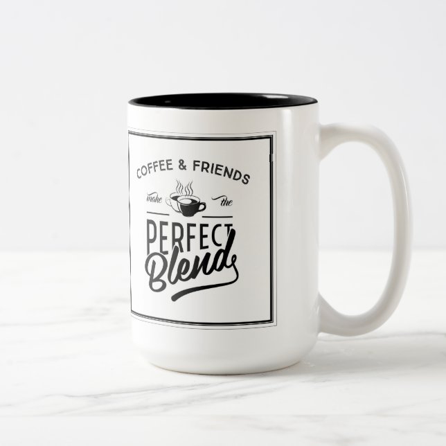 Kaffee und Freunde machen die perfekte Mischung Zweifarbige Tasse (Rechts)