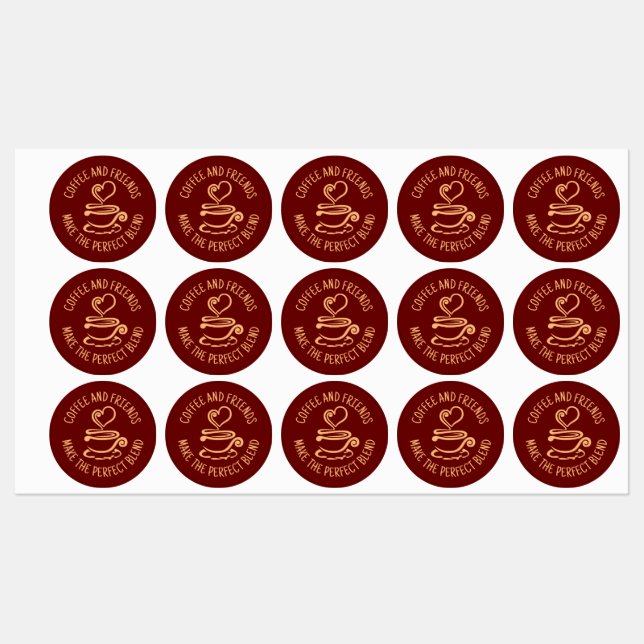 Kaffee und Freunde, machen Sie den perfekten Mix Etiketten (Blatt)