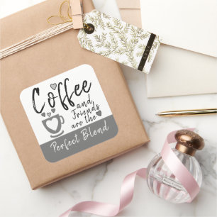 Kaffee und Freunde perfekte Mischung grau Quadratischer Aufkleber