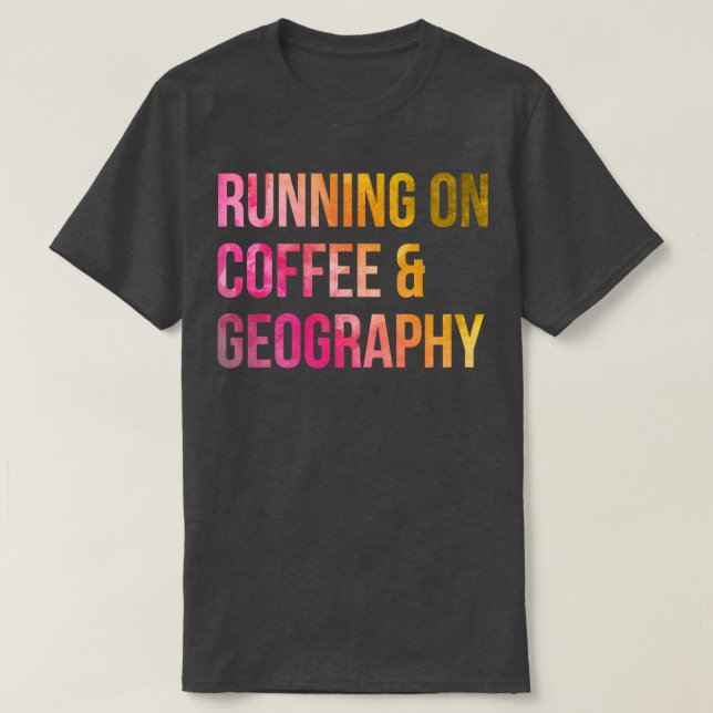 Kaffee und Geografie in Wasserfarbe T-Shirt (Design vorne)