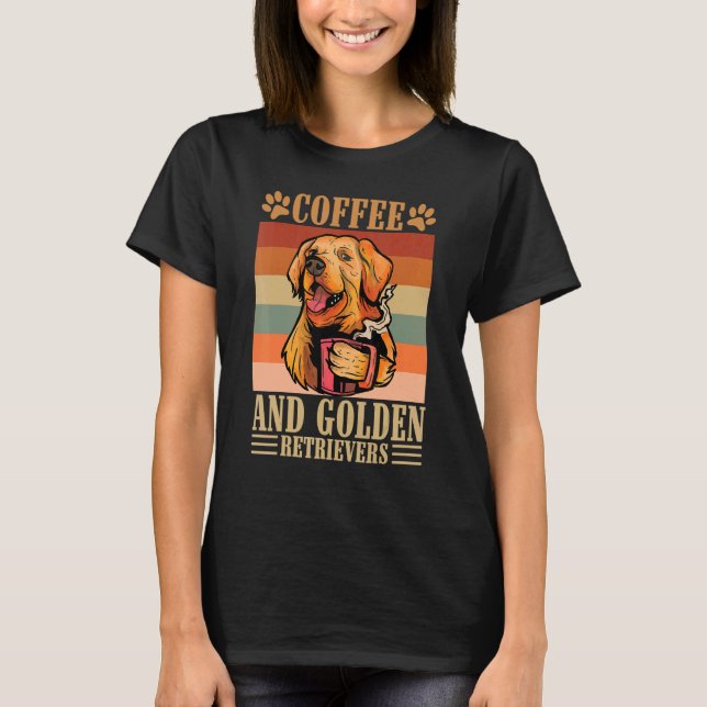 Kaffee und goldener Retrievertreter mit Kaffee T-Shirt (Vorderseite)
