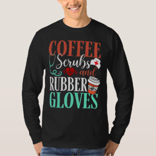 Kaffee- und Gummihandschuhe T-Shirt