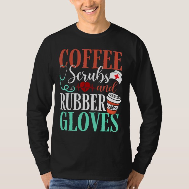 Kaffee- und Gummihandschuhe T-Shirt (Vorderseite)