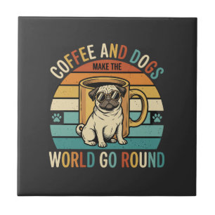 Kaffee und Hunde Retro-Mops-Liebhaber Fliese