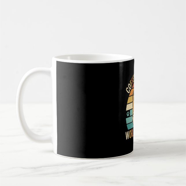 Kaffee und Hunde Retro-Mops-Liebhaber Kaffeetasse (Links)