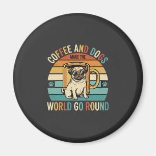 Kaffee und Hunde Retro-Mops-Liebhaber Magnet