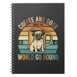 Kaffee und Hunde Retro-Mops-Liebhaber Notizblock