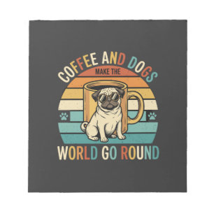 Kaffee und Hunde Retro-Mops-Liebhaber Notizblock