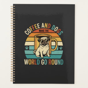 Kaffee und Hunde Retro-Mops-Liebhaber Planer