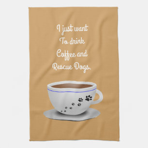 Kaffee und HundeGeschirrtuch Geschirrtuch
