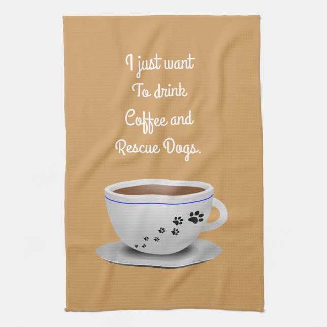 Kaffee und HundeGeschirrtuch Geschirrtuch (Vertikal)