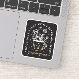 Kaffee und Jesus zitieren dunkle akademische Ästhe Aufkleber