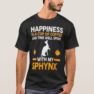 Kaffee und Katze Sphynx T-Shirt