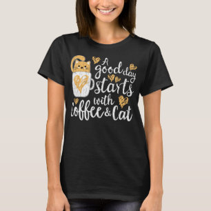 Kaffee und Katzen Bekleidung für Männer Frauen Kat T-Shirt