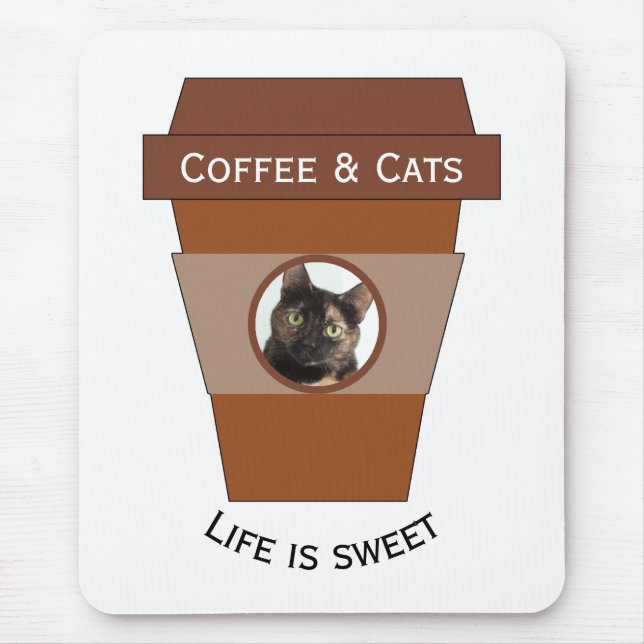 Kaffee und Katzen - das Leben ist süß Mousepad (Vorne)