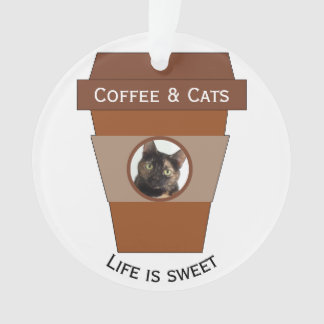 Kaffee und Katzen - das Leben ist süß Ornament