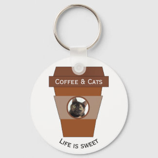 Kaffee und Katzen - das Leben ist süß Schlüsselanhänger