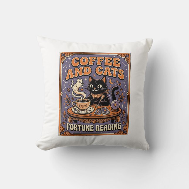Kaffee und Katzen Kat Teeblätter Kaffee Schicksal  Kissen (Vorderseite)