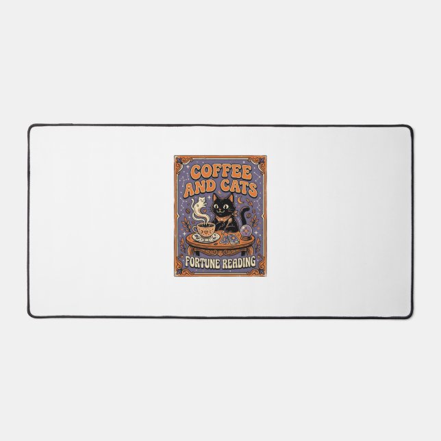 Kaffee und Katzen Kat Teeblätter Kaffee Schicksal  Schreibtischunterlage (Vorderseite)