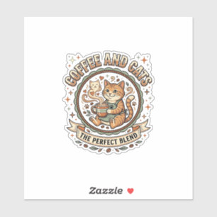 Kaffee Und Katzen Katze Kaffee Vintage Vektor Kuns Aufkleber