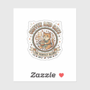 Kaffee Und Katzen Katze Kaffee Vintage Vektor Kuns Aufkleber