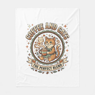 Kaffee Und Katzen Katze Kaffee Vintage Vektor Kuns Fleecedecke